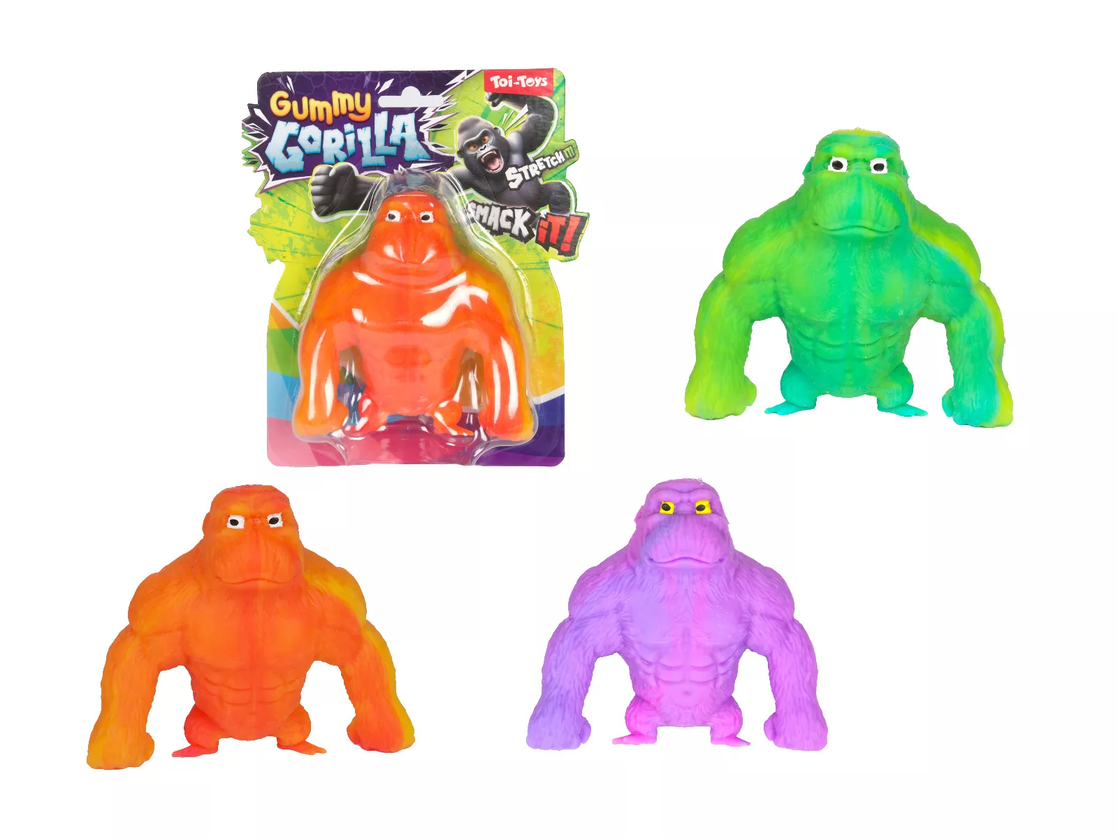 Knetbarer Gorilla, dehnbar, 3-fach sortiert