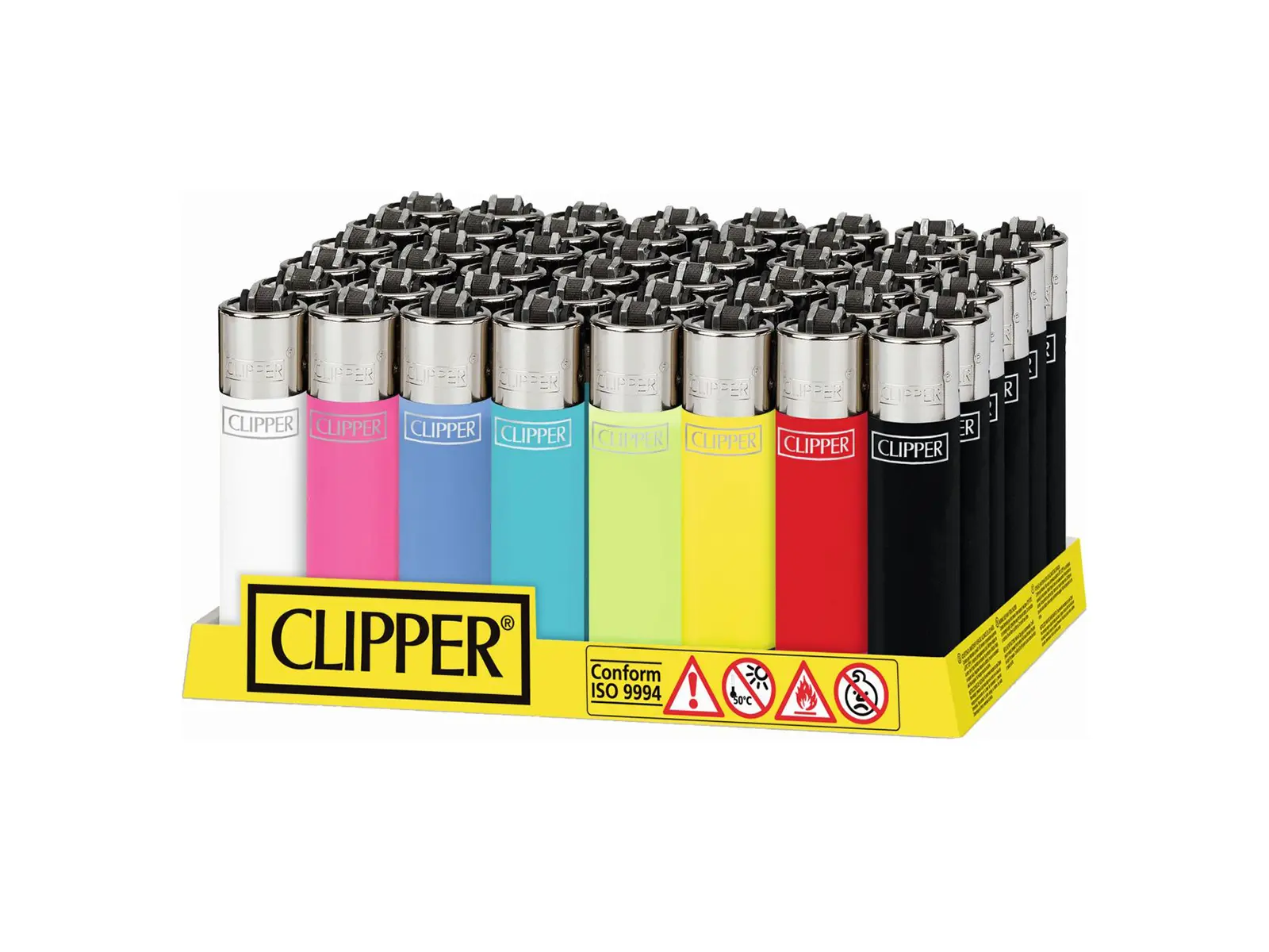 Feuerzeuge CLIPPER Solid Branded, Disp. x 48