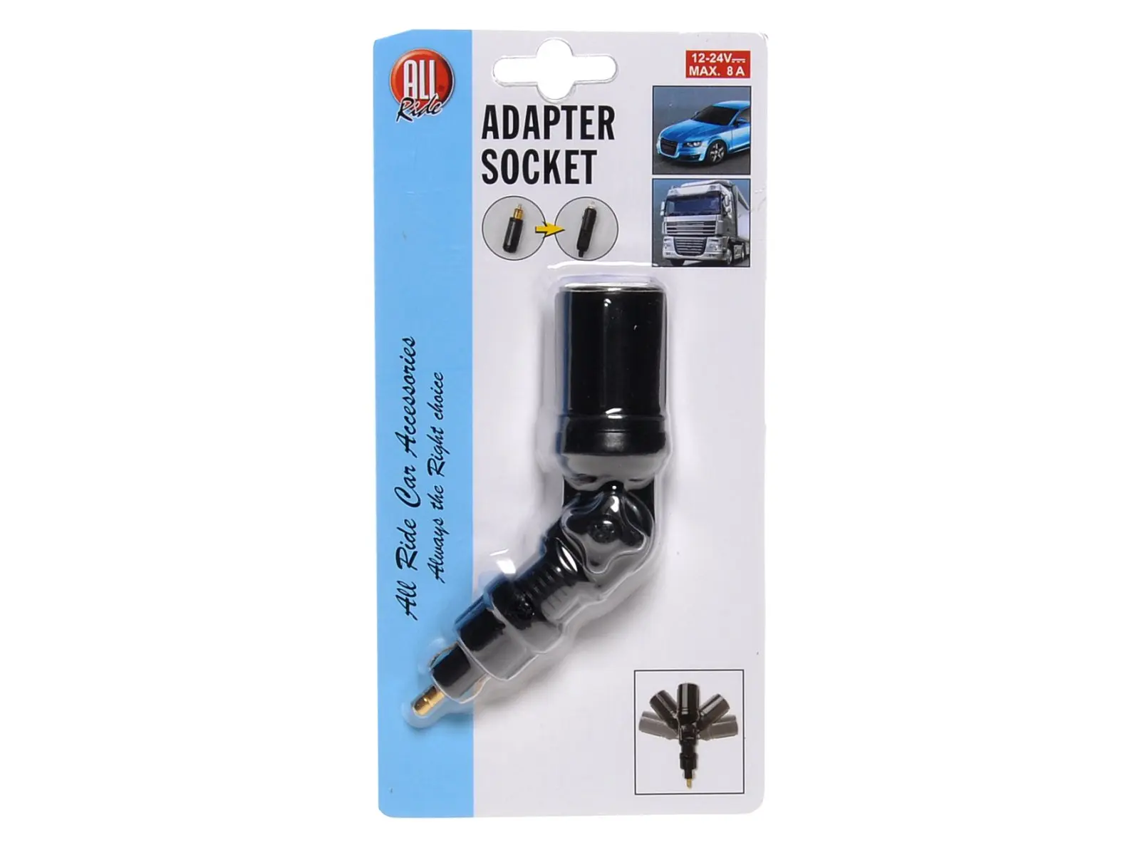 Adapterstecker Norm m. Gelenk & Buchse 12/24V